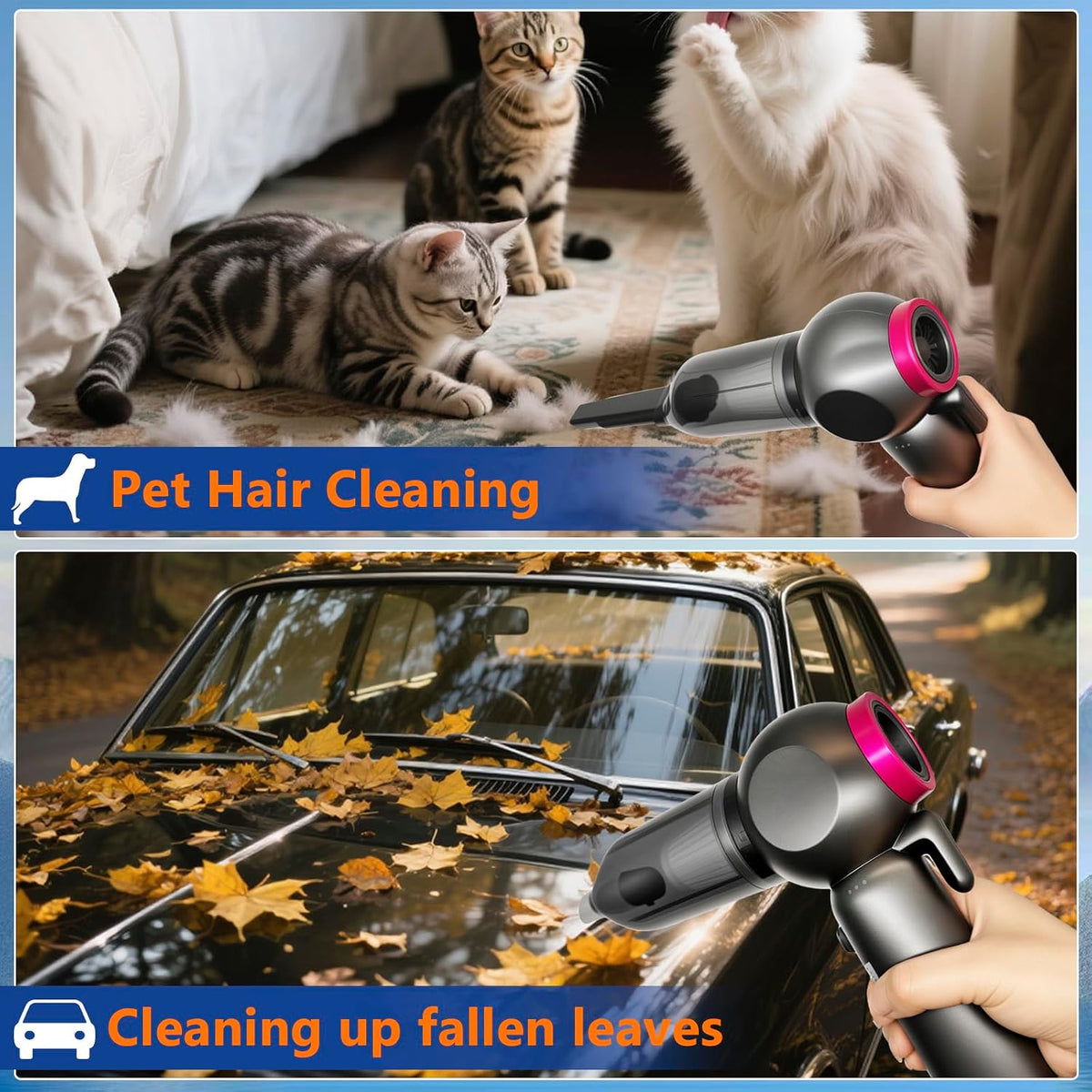 Car Vacuum,Handheld Car Vacuum Cleaner Cordless,20000Pa Vacuum Portable Cordless Powerful 120W Brushless Motor & 60 Min Runtime, 6-In-1 Portable (6000Mah Battery)