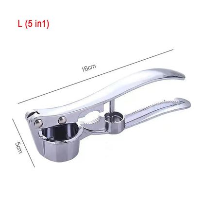 Multifunctional Garlic Press, with the Functions of Opening Bottles, Crushing Walnuts and Serving as a Kitchen Grinder