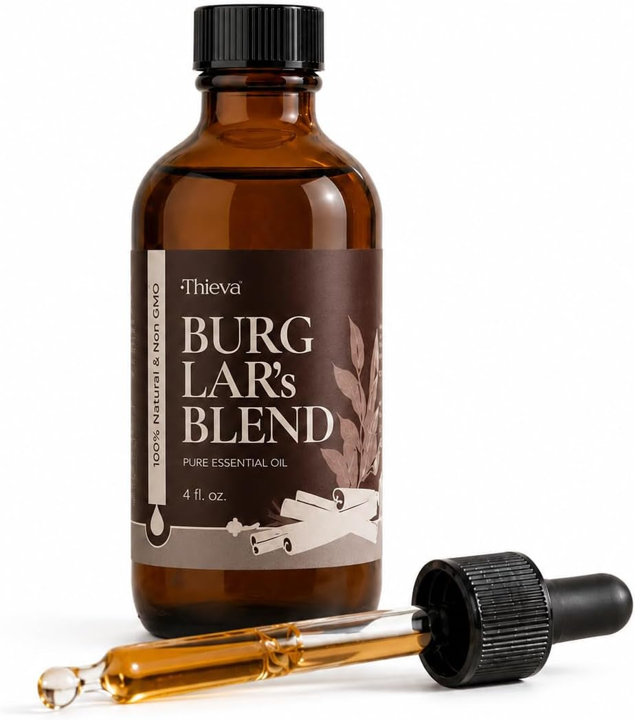 Burglar'S Blend Essential Oil, USDA Organic, 4 Oz | Pure Undiluted Clove, Cinnamon, Eucalyptus, Rosemary and Lemon Blend for DIY Cleaning, Diffusers and Seasonal Home Wellness