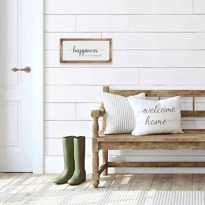 Happiness Is Homemade Kitchen Sign 8X17 Inch, Inspirational Farmhouse Decor | Easy Wall Mount Farmhouse Kitchen Decor, Solid Fir Wood, Housewarming Gift, Dining Space Wall Accent, Cozy Kitchen Decor
