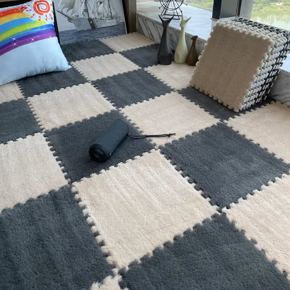 Soft Plush Children'S Mat Babe Toys Eva Foam Puzzle Carpet Warm Children Play Mats Interlocking Rugs Infant Carpet 30*30*1Cm