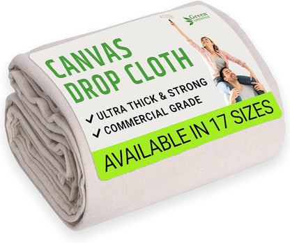All Purpose Canvas Drop Cloths - Drop Cloth for Painting, Floor Cover, Heavy Duty Protection for Furniture & Surfaces, Reusable Painters Canvas Tarp for Renovation & Home (4X5)