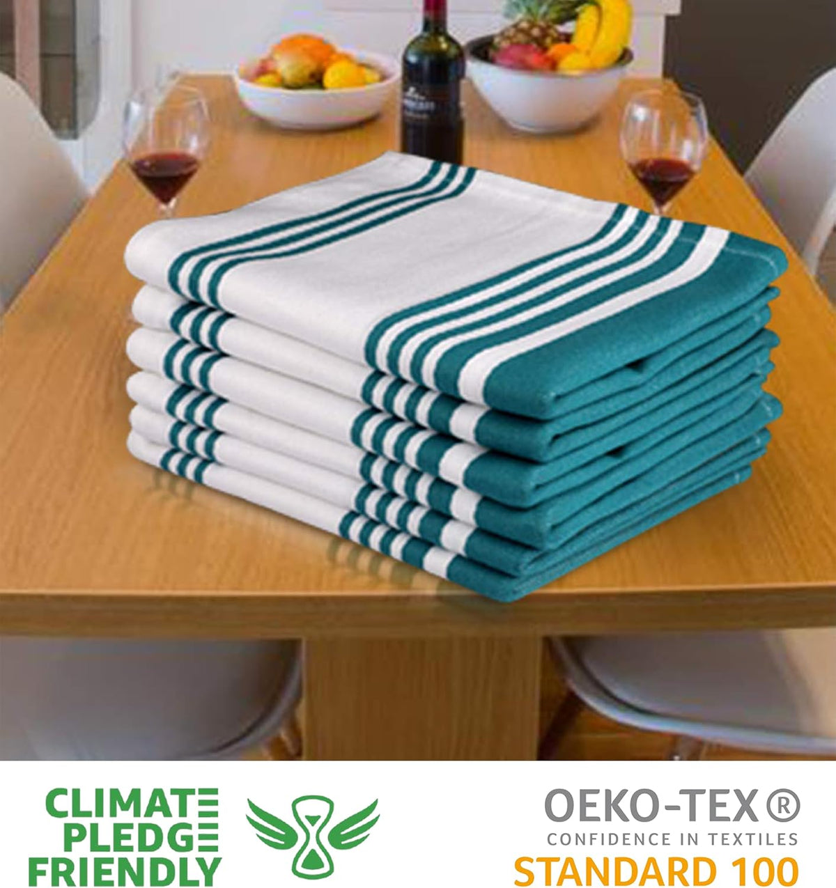 Kitchen Towels Cotton Dish Towels 20”X30” (Set of 6) Teal