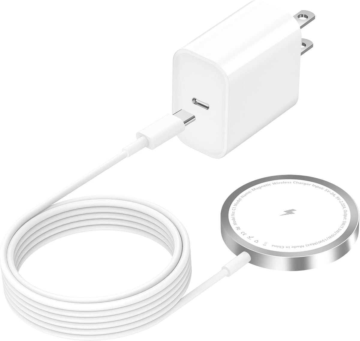 Apple Mfi Certified Iphone Charger Apple Magsafe Charger, Wireless Charger |  15W 5FT Magnetic Charger Fast Charging Pad with 20W USB C Charger for Iphone 17 17 Pro 16 15 14 13 12 Series & Airpods