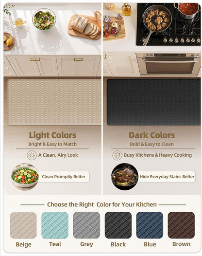 Kitchen Mat for Floor 17X59 anti Fatigue Easy Clean, Beige | Water&Oil Proof, Ideal for Light Cooking/Low Traffic Homes, anti Slip, for Comfort Standing, Bright Kitchen Decor