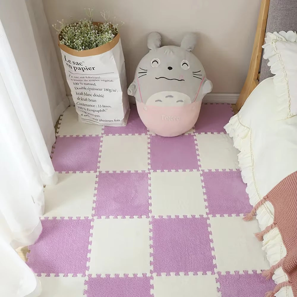 Soft Plush Children'S Mat Babe Toys Eva Foam Puzzle Carpet Warm Children Play Mats Interlocking Rugs Infant Carpet 30*30*1Cm