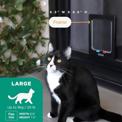Standard Cat and Small Pet Door, Large, Black, Pets up to 20 Lbs