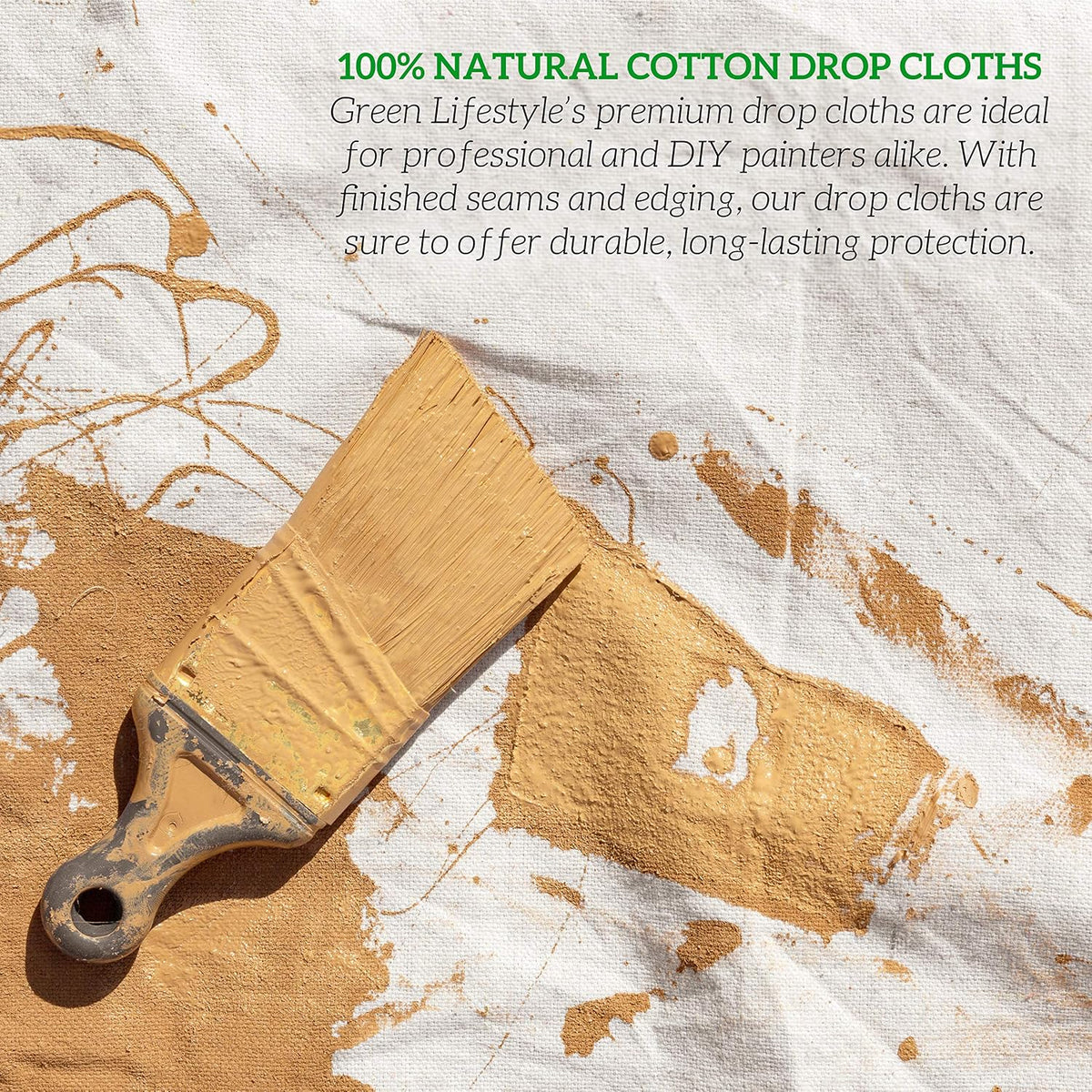 All Purpose Canvas Drop Cloths - Drop Cloth for Painting, Floor Cover, Heavy Duty Protection for Furniture & Surfaces, Reusable Painters Canvas Tarp for Renovation & Home (4X5)