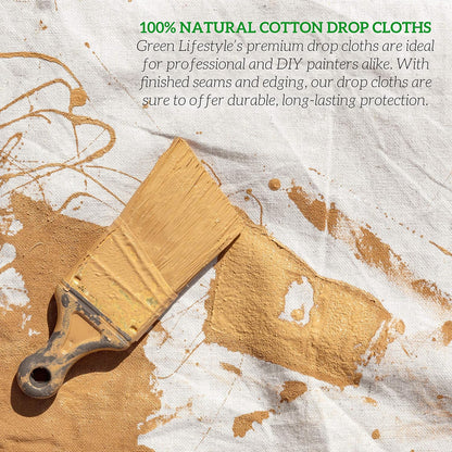 All Purpose Canvas Drop Cloths - Drop Cloth for Painting, Floor Cover, Heavy Duty Protection for Furniture & Surfaces, Reusable Painters Canvas Tarp for Renovation & Home (4X5)