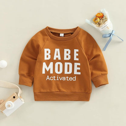 Infant Boy Sweatshirt Toddler Crewneck Sweater Newborn Baby Boy Girls Clothes Letter Printed Fall Spring Pullover Tops