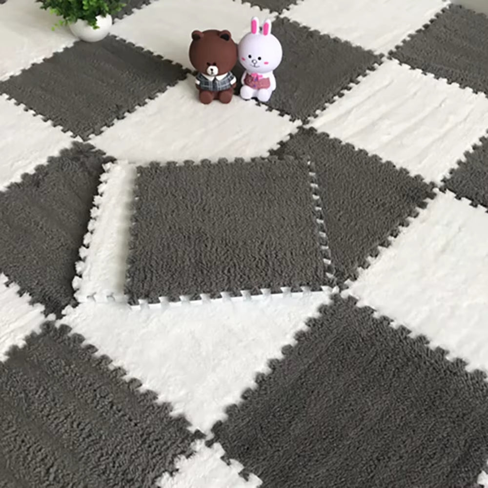 Soft Plush Children'S Mat Babe Toys Eva Foam Puzzle Carpet Warm Children Play Mats Interlocking Rugs Infant Carpet 30*30*1Cm