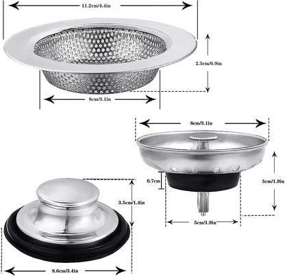 3 Pack Kitchen Sink Stopper Strainer, Kitchen Sink Basket Strainer, Kitchen Sink Stopper or Kitchen Sink Perforated Basket Drain Filter Sieve