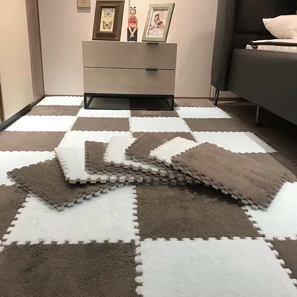 Soft Plush Children'S Mat Babe Toys Eva Foam Puzzle Carpet Warm Children Play Mats Interlocking Rugs Infant Carpet 30*30*1Cm