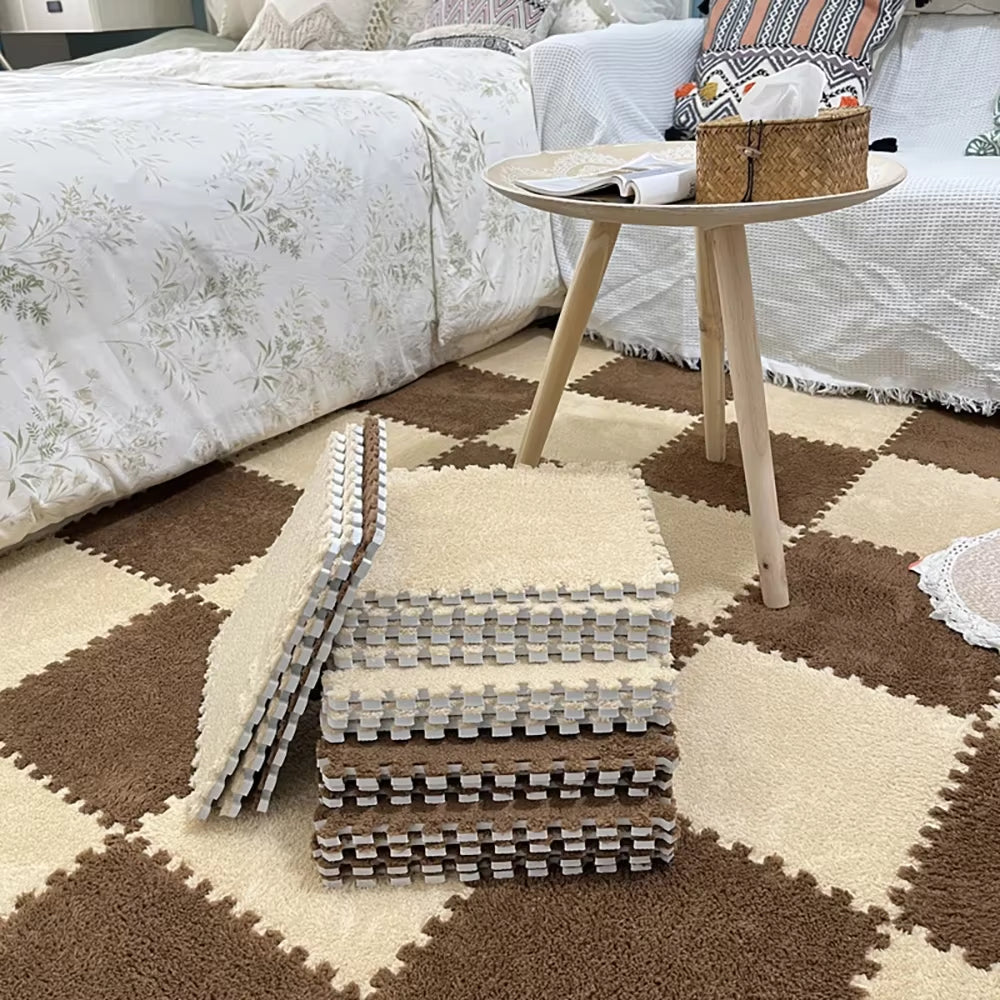 Soft Plush Children'S Mat Babe Toys Eva Foam Puzzle Carpet Warm Children Play Mats Interlocking Rugs Infant Carpet 30*30*1Cm
