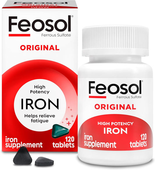Original Iron Supplement Tablets, Non-Heme, 65Mg Iron per Pill, 1 per Day, 120Ct, 4 Month Supply, for Energy and Immune System Support, Made in USA | Iron Supplements for Energy and Immune System Support, Small Coated Ferrous Sulfate Tablets