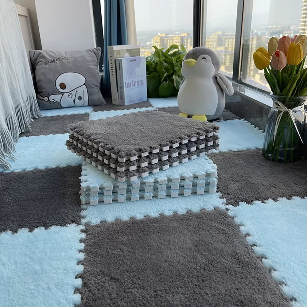 Soft Plush Children'S Mat Babe Toys Eva Foam Puzzle Carpet Warm Children Play Mats Interlocking Rugs Infant Carpet 30*30*1Cm