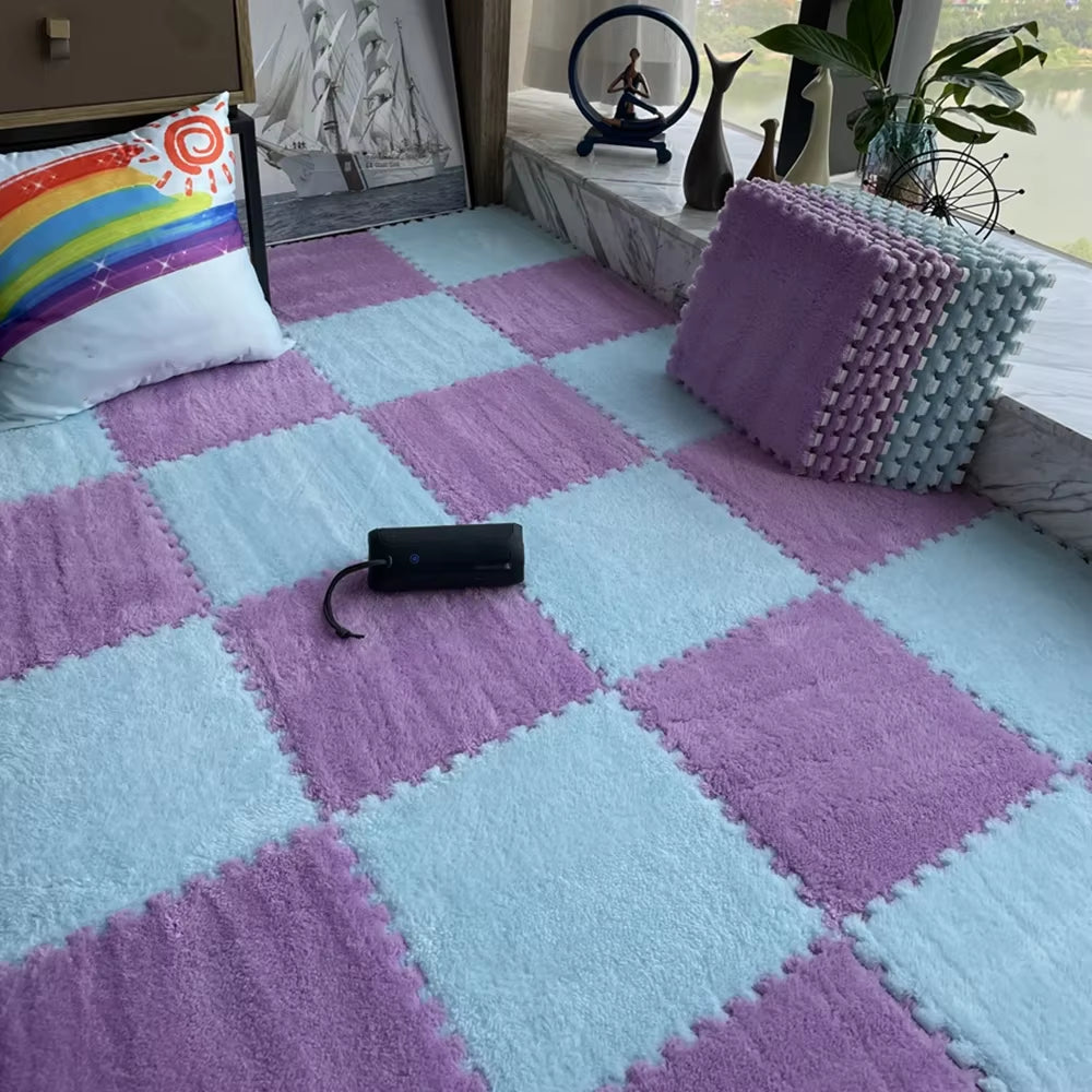 Soft Plush Children'S Mat Babe Toys Eva Foam Puzzle Carpet Warm Children Play Mats Interlocking Rugs Infant Carpet 30*30*1Cm
