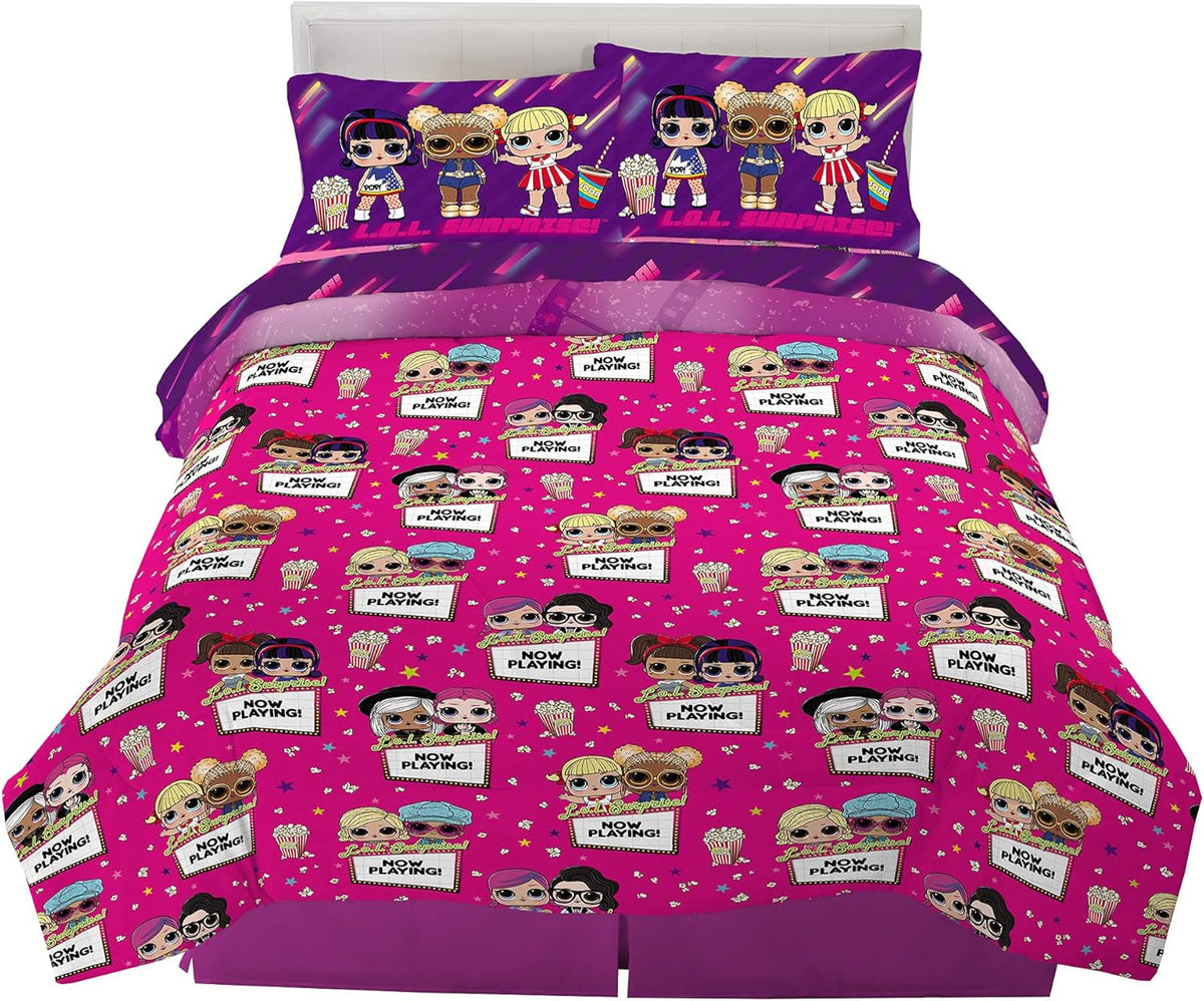 Kids Bedding Super Soft Comforter and Sheet Set, 5 Piece Full Size, LOL Surprise