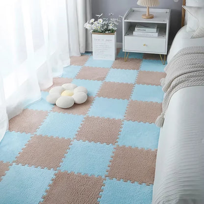 Soft Plush Children'S Mat Babe Toys Eva Foam Puzzle Carpet Warm Children Play Mats Interlocking Rugs Infant Carpet 30*30*1Cm
