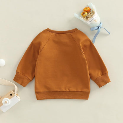 Infant Boy Sweatshirt Toddler Crewneck Sweater Newborn Baby Boy Girls Clothes Letter Printed Fall Spring Pullover Tops