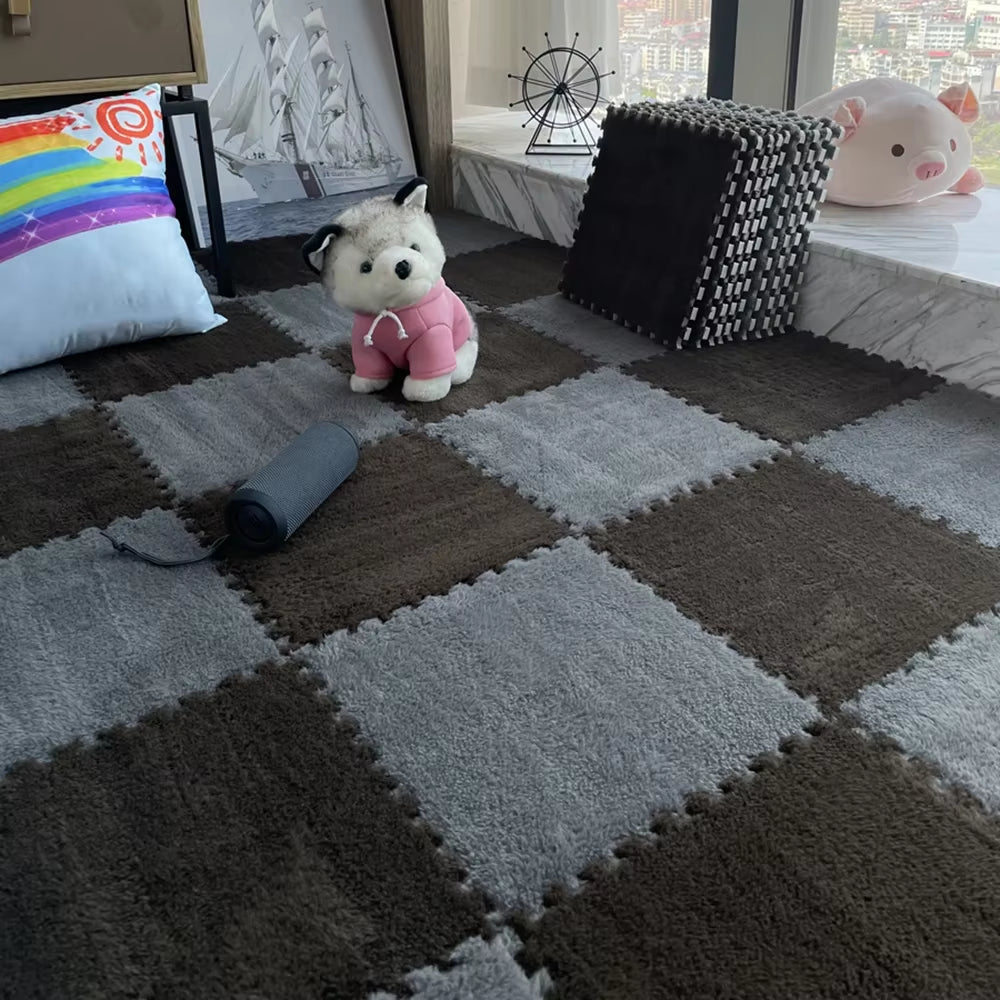 Soft Plush Children'S Mat Babe Toys Eva Foam Puzzle Carpet Warm Children Play Mats Interlocking Rugs Infant Carpet 30*30*1Cm