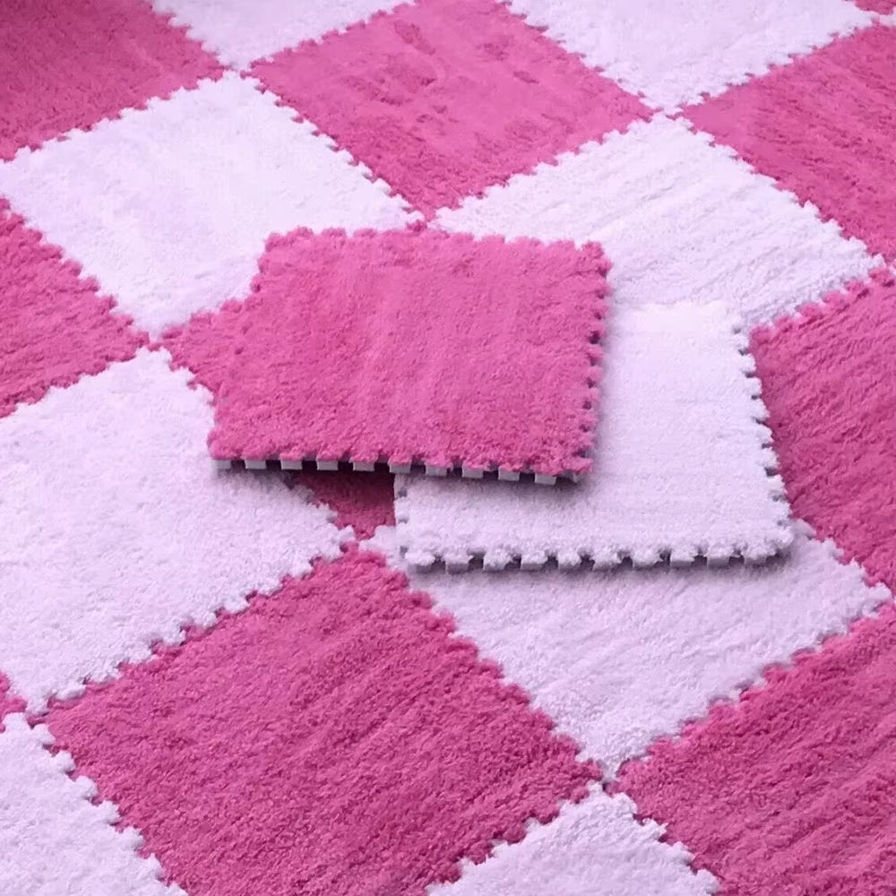 Soft Plush Children'S Mat Babe Toys Eva Foam Puzzle Carpet Warm Children Play Mats Interlocking Rugs Infant Carpet 30*30*1Cm