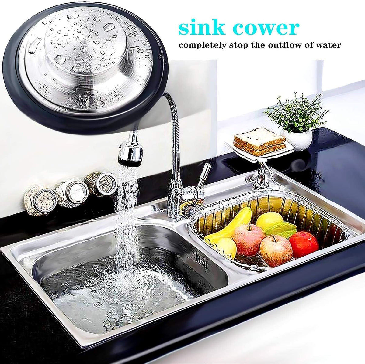 3 Pack Kitchen Sink Stopper Strainer, Kitchen Sink Basket Strainer, Kitchen Sink Stopper or Kitchen Sink Perforated Basket Drain Filter Sieve