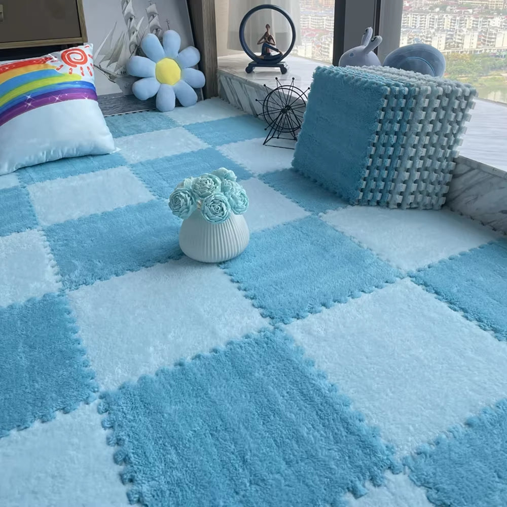 Soft Plush Children'S Mat Babe Toys Eva Foam Puzzle Carpet Warm Children Play Mats Interlocking Rugs Infant Carpet 30*30*1Cm