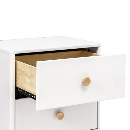 Babyletto Lolly 2-Drawer Nightstand with USB Charging Port, White and Natural