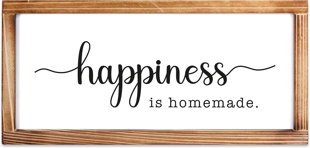 Happiness Is Homemade Kitchen Sign 8X17 Inch, Inspirational Farmhouse Decor | Easy Wall Mount Farmhouse Kitchen Decor, Solid Fir Wood, Housewarming Gift, Dining Space Wall Accent, Cozy Kitchen Decor