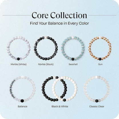 Classic Find Your Balance Beaded Bracelets for Women & Men | Clear, Marble Black & White Silicone Stretch Bracelet - Mindfulness, Stress Relief & Mental Wellness Inspirational Gift