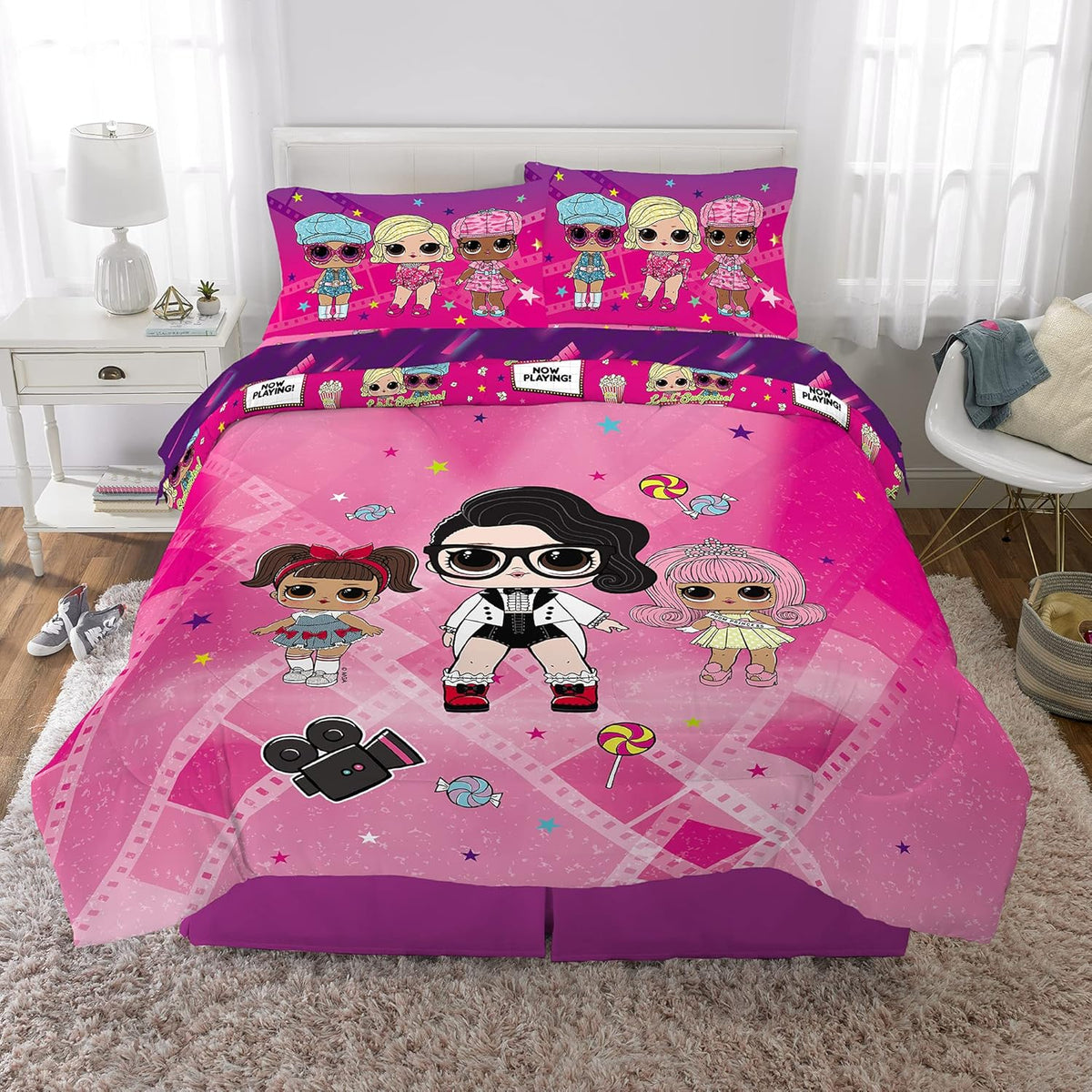 Kids Bedding Super Soft Comforter and Sheet Set, 5 Piece Full Size, LOL Surprise
