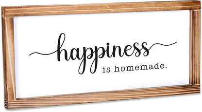 Happiness Is Homemade Kitchen Sign 8X17 Inch, Inspirational Farmhouse Decor | Easy Wall Mount Farmhouse Kitchen Decor, Solid Fir Wood, Housewarming Gift, Dining Space Wall Accent, Cozy Kitchen Decor