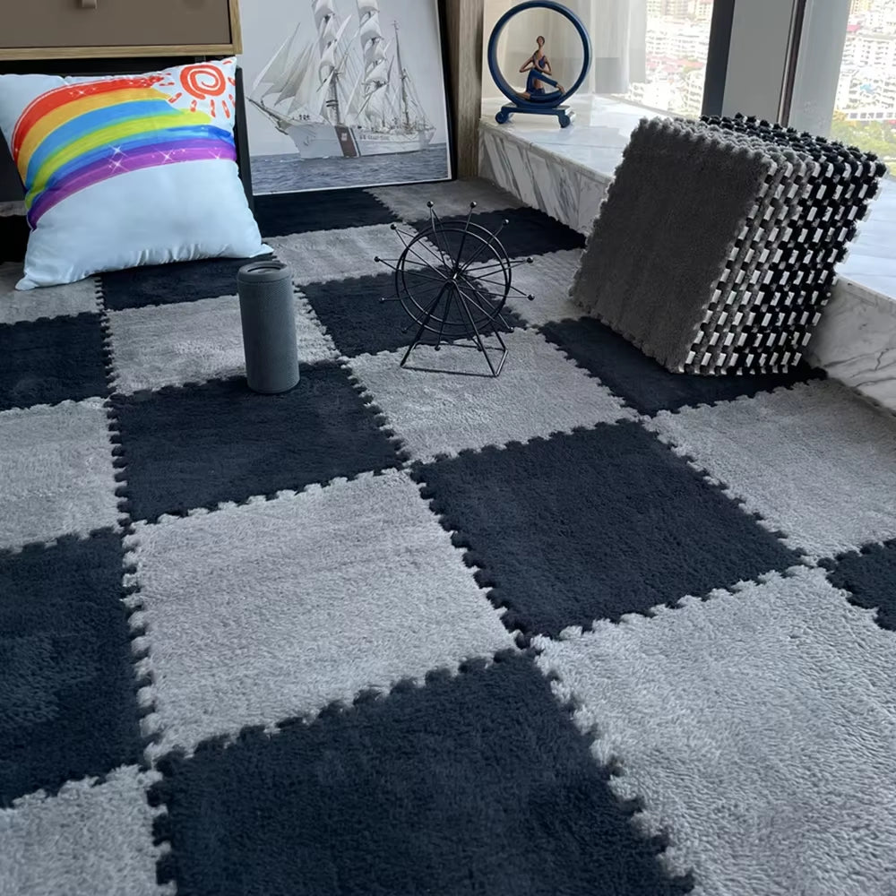Soft Plush Children'S Mat Babe Toys Eva Foam Puzzle Carpet Warm Children Play Mats Interlocking Rugs Infant Carpet 30*30*1Cm