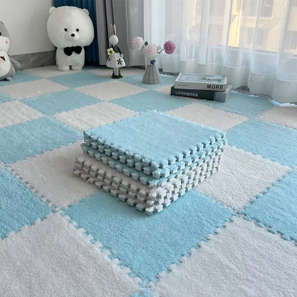 Soft Plush Children'S Mat Babe Toys Eva Foam Puzzle Carpet Warm Children Play Mats Interlocking Rugs Infant Carpet 30*30*1Cm