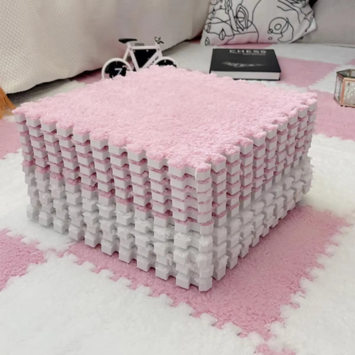 Soft Plush Children'S Mat Babe Toys Eva Foam Puzzle Carpet Warm Children Play Mats Interlocking Rugs Infant Carpet 30*30*1Cm