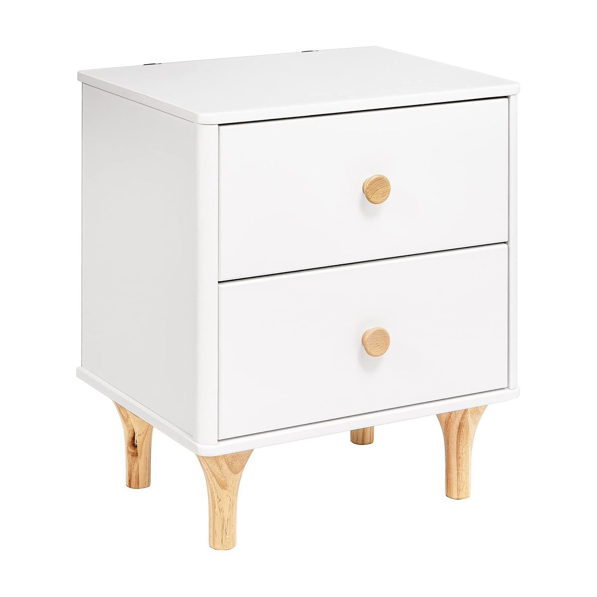Babyletto Lolly 2-Drawer Nightstand with USB Charging Port, White and Natural