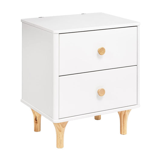 Babyletto Lolly 2-Drawer Nightstand with USB Charging Port, White and Natural