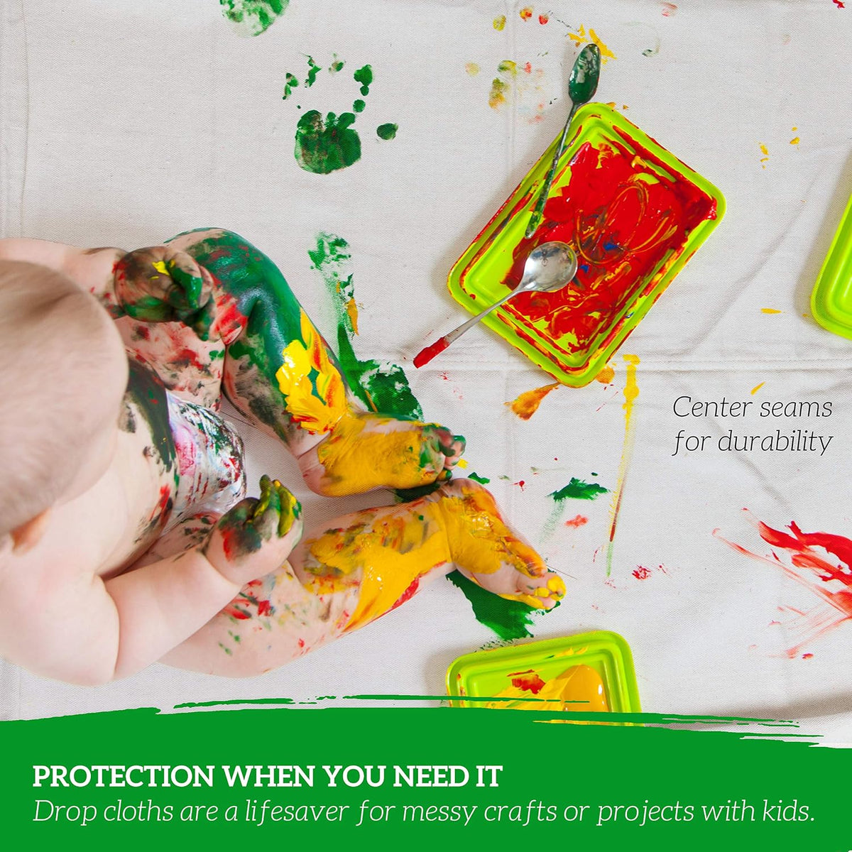 All Purpose Canvas Drop Cloths - Drop Cloth for Painting, Floor Cover, Heavy Duty Protection for Furniture & Surfaces, Reusable Painters Canvas Tarp for Renovation & Home (4X5)