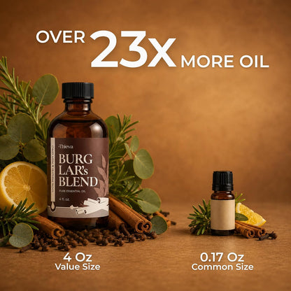 Burglar'S Blend Essential Oil, USDA Organic, 4 Oz | Pure Undiluted Clove, Cinnamon, Eucalyptus, Rosemary and Lemon Blend for DIY Cleaning, Diffusers and Seasonal Home Wellness