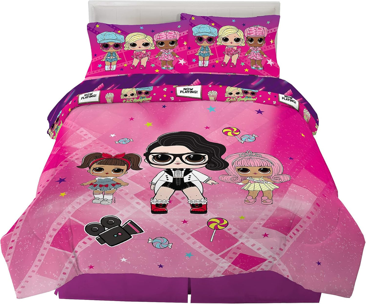 Kids Bedding Super Soft Comforter and Sheet Set, 5 Piece Full Size, LOL Surprise