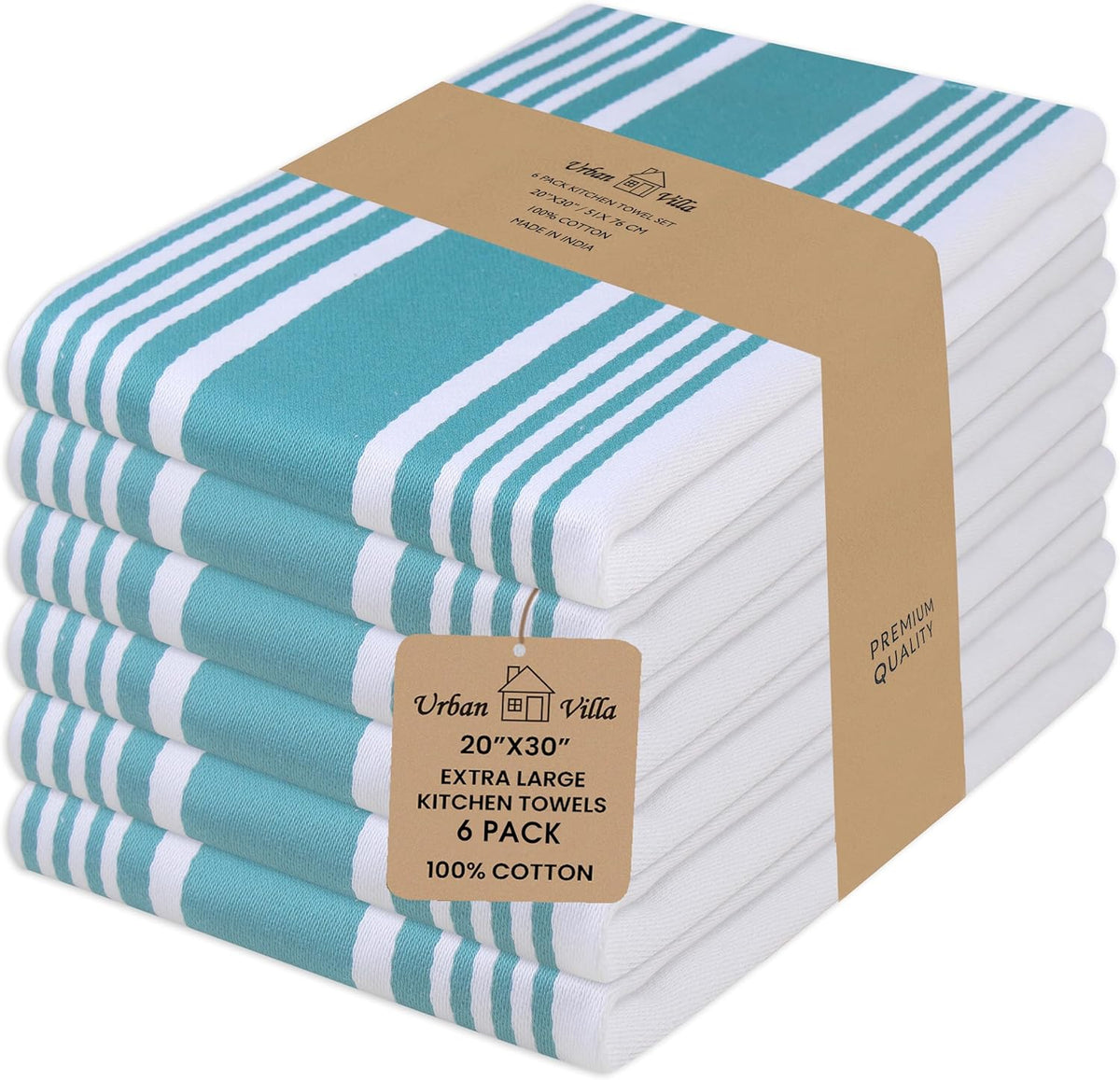 Kitchen Towels Cotton Dish Towels 20”X30” (Set of 6) Teal