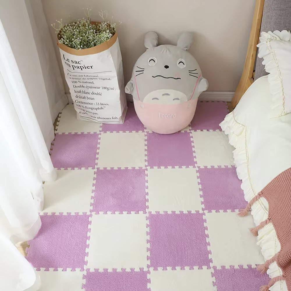 Soft Plush Children'S Mat Babe Toys Eva Foam Puzzle Carpet Warm Children Play Mats Interlocking Rugs Infant Carpet 30*30*1Cm