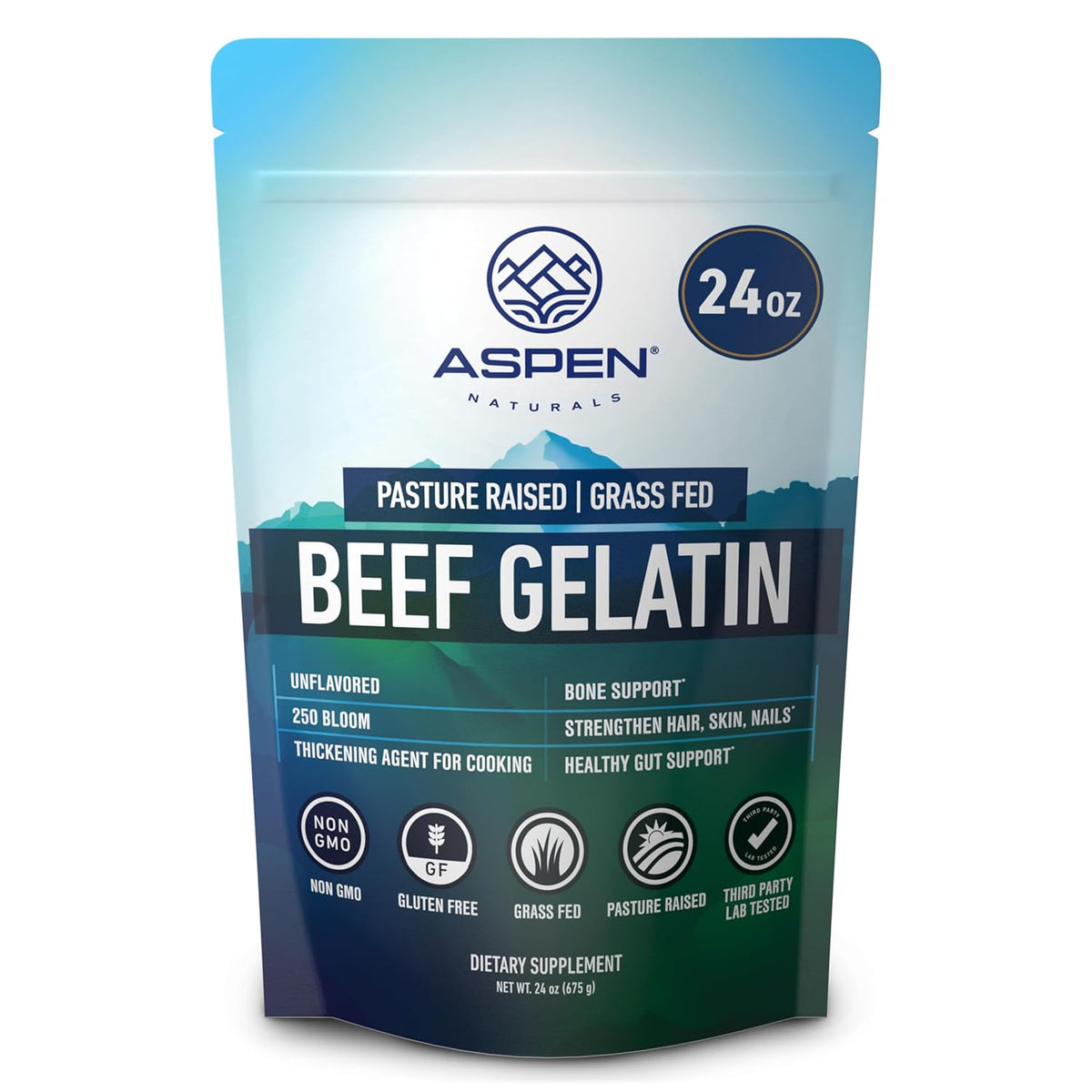 Beef Gelatin Powder 24 Oz - Unflavored, Grass Fed, Pasture-Raised, Cooking |  - 100% Grass-Fed, Pasture-Raised Beef Gelatin - Ideal for Cooking, Baking, Gummies & Marshmallows - Non-Gmo