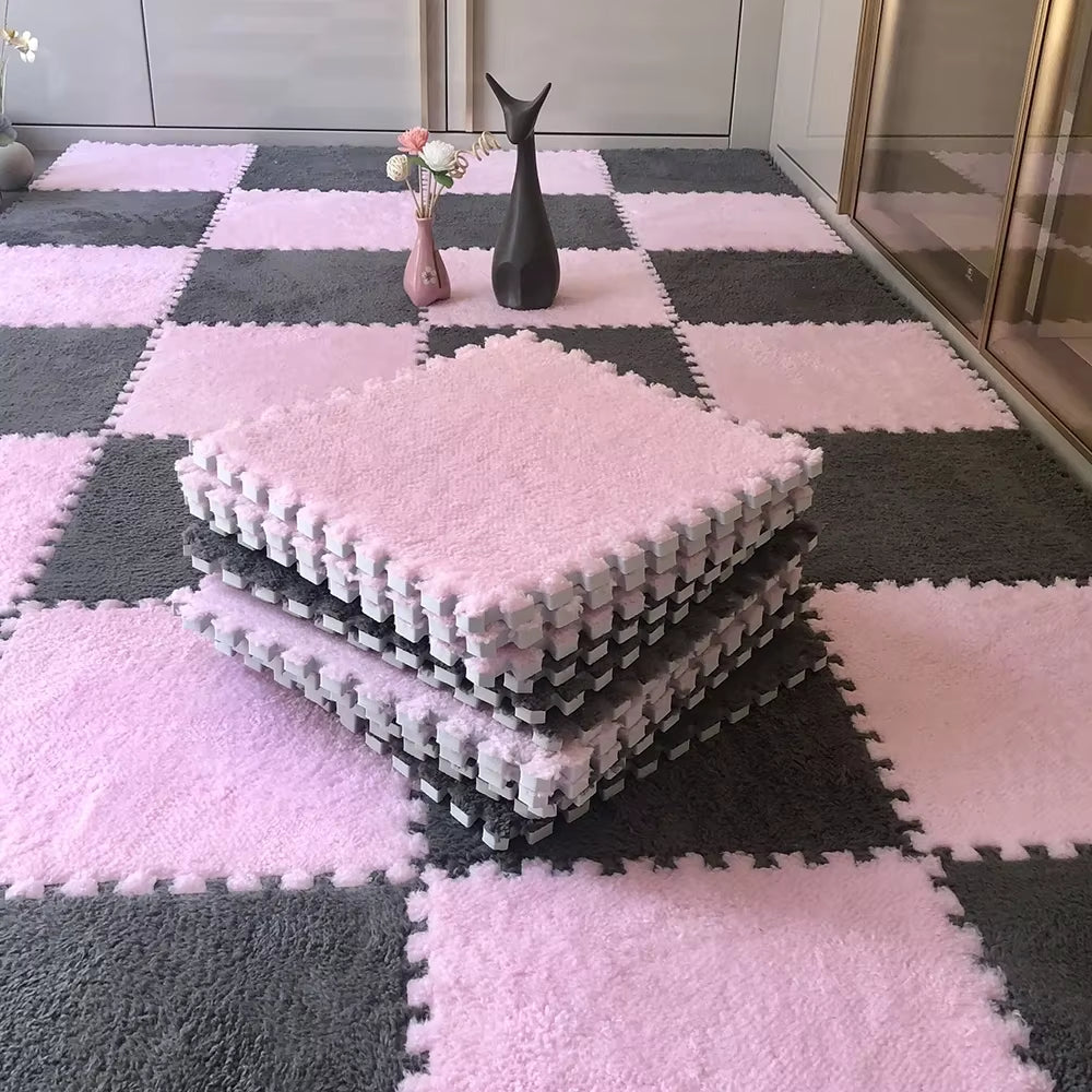 Soft Plush Children'S Mat Babe Toys Eva Foam Puzzle Carpet Warm Children Play Mats Interlocking Rugs Infant Carpet 30*30*1Cm