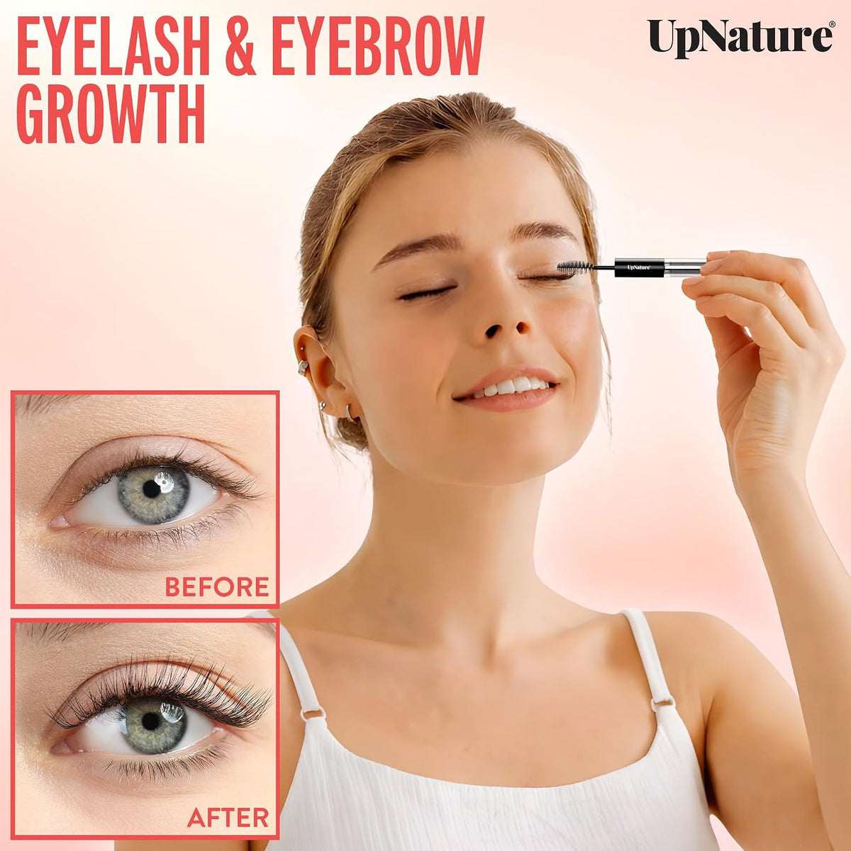 Castor Oil Eyelash & Eyebrow Growth Serum, USDA Organic, 2Oz | Includes Mascara Wand & Brow Brush Applicators - Pure Cold-Pressed Castor Oil for Lashes, Eyebrows & Hair Growth