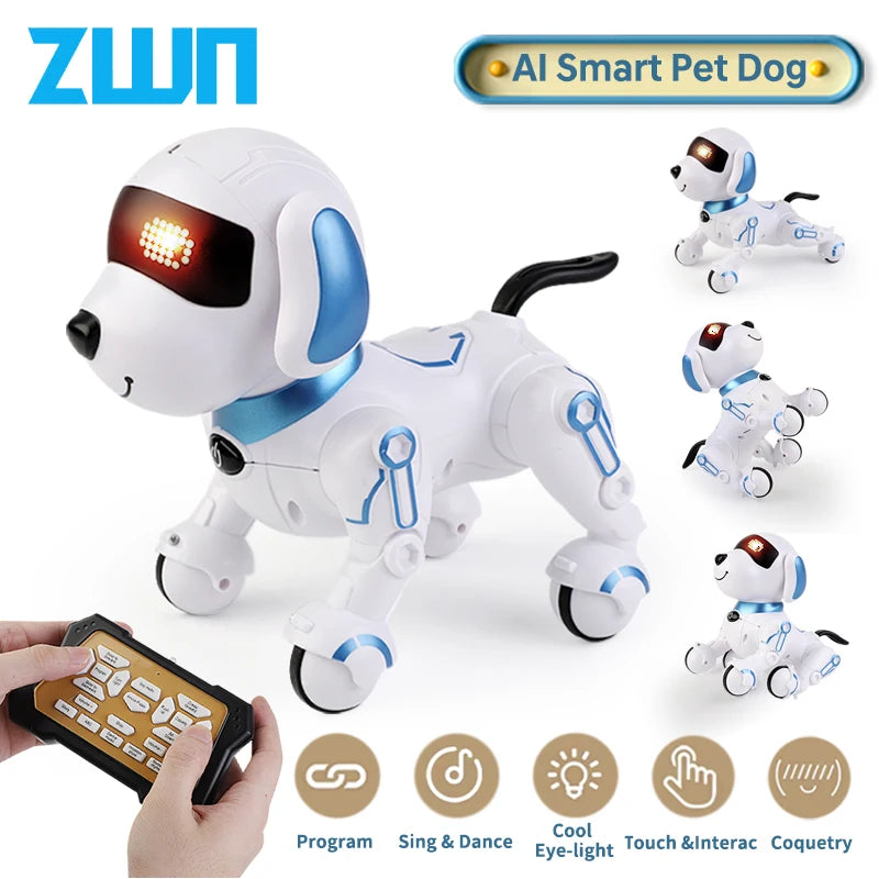 RC Robot Electronic Stunt Dog Toys Voice Command Programmable Touch-Sense with Music Song Robot Dog for Children'S Gifts