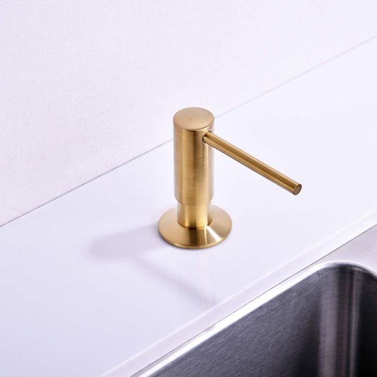 Gold Kitchen Soap Dispenser,Sold Brass Gold Soap Dispensers for Kitchen Sink,Commercial Liquid Dish Dispensers,Built in Kitchen Sink Soap Dispenser