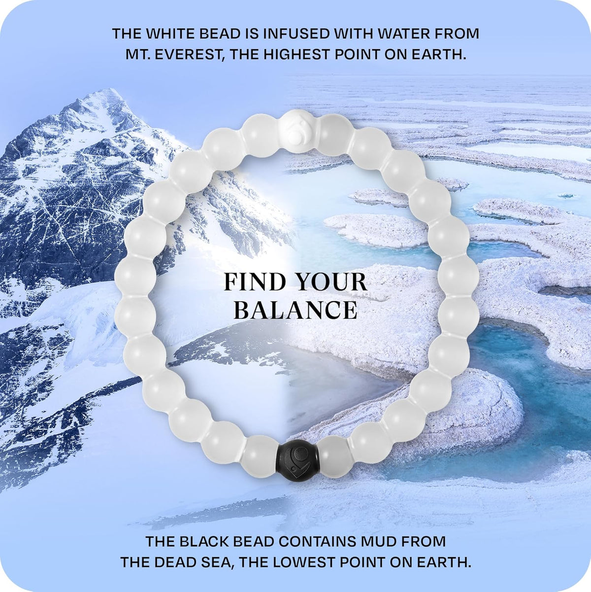 Classic Find Your Balance Beaded Bracelets for Women & Men | Clear, Marble Black & White Silicone Stretch Bracelet - Mindfulness, Stress Relief & Mental Wellness Inspirational Gift