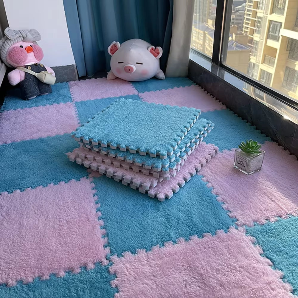 Soft Plush Children'S Mat Babe Toys Eva Foam Puzzle Carpet Warm Children Play Mats Interlocking Rugs Infant Carpet 30*30*1Cm